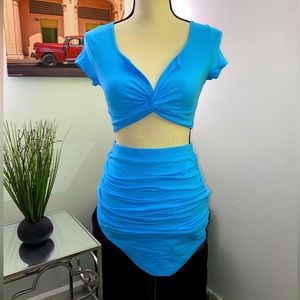 V neck Top and Ruched skirt